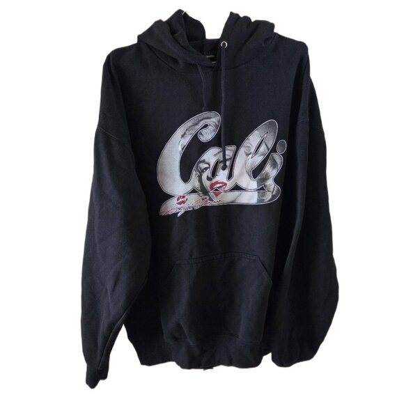Cali Marilyn Monroe Graphic Black Kangaroo Pocket Hoodie Unisex - Picture 1 of 3
